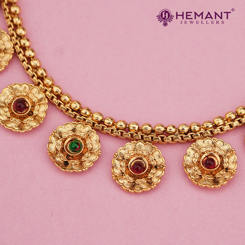 Gold-Finish Floral Coin Necklace Set with Earrings 4581-84