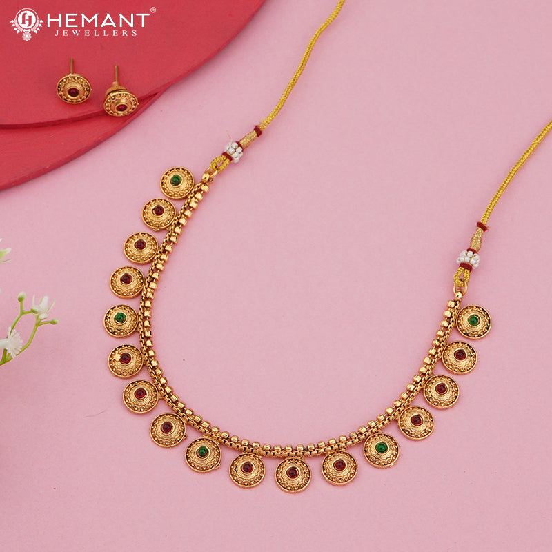 Gold-Finish Floral Coin Necklace Set with Earrings 4585-88