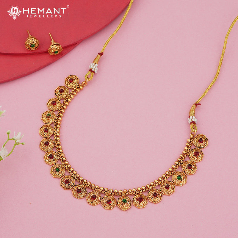 Gold-Finish Floral Coin Necklace Set with Earrings 4589-92