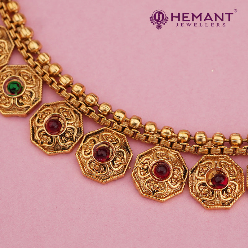 Gold-Finish Floral Coin Necklace Set with Earrings 4589-92