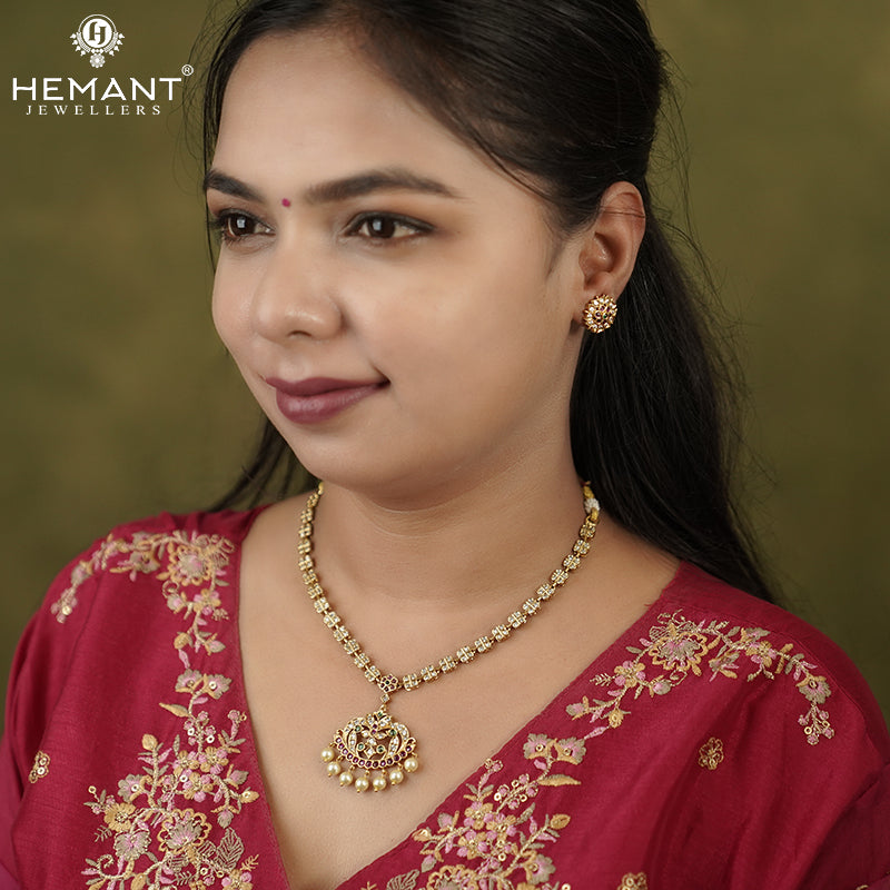 Antique Necklace Set with Earrings - 4575-610