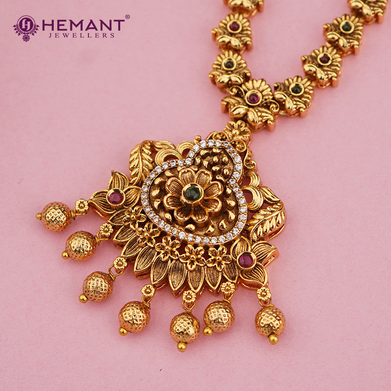 Antique Finish Floral Mandala Pendant Necklace Set 4661