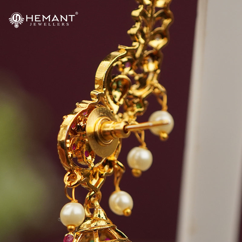 Antique Earcuff with Multicolour Stones & Pearl Drops – 4667
