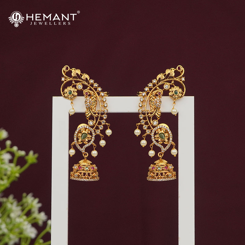 Antique Earcuff with Stones & Pearl Drops – 4668