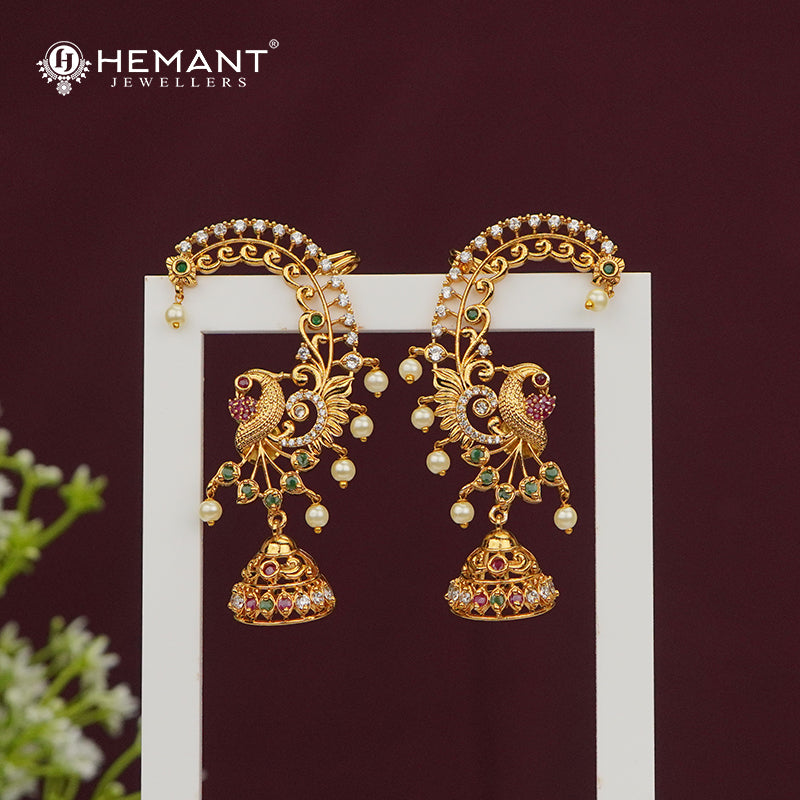 Antique Earcuff with Stones & Pearl Drops – 4669