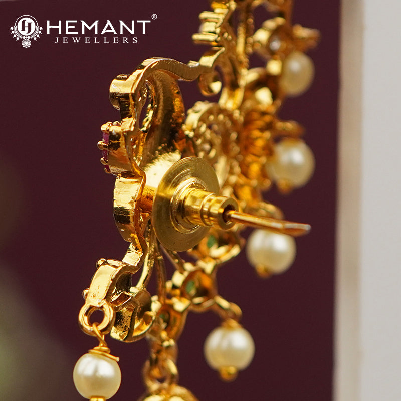 Antique Earcuff with Stones & Pearl Drops – 4669