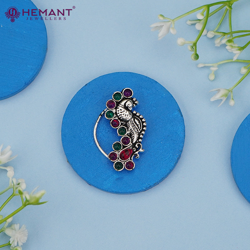 Traditional Oxidized Silver Plated Nath/Nose Pin (Pressing) 4676