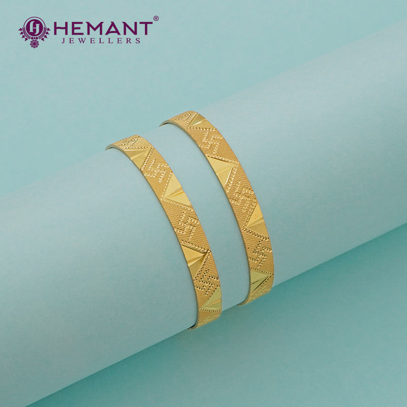 Traditional 24k Gold Plated Swastik Pailu Patli Bangle | स्वस्तिक पैलू पाटली