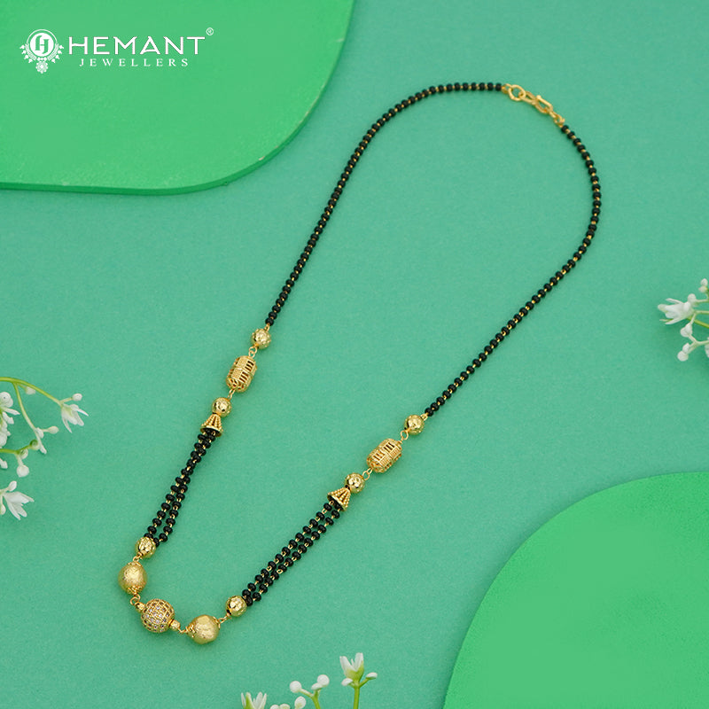 Elegant Double Line Mangalsutra with Golden Beads – 4778