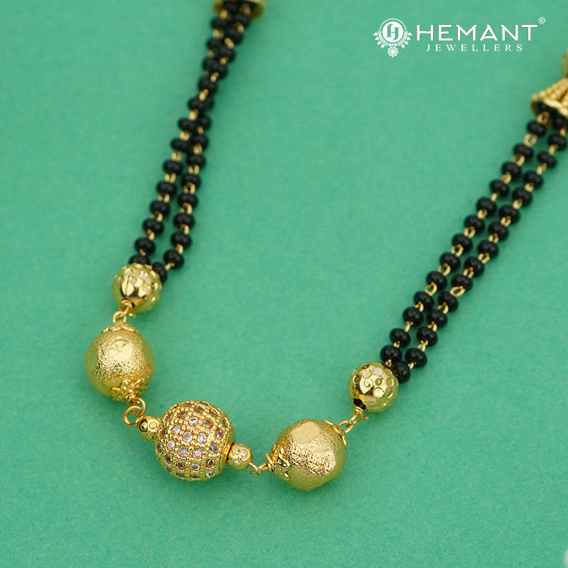Elegant Double Line Mangalsutra with Golden Beads – 4778
