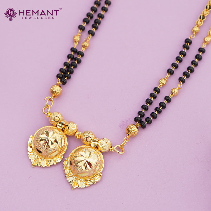 Maharashtrian Classic Black Beads Mangalsutra with Dual Vati Pendant 4794