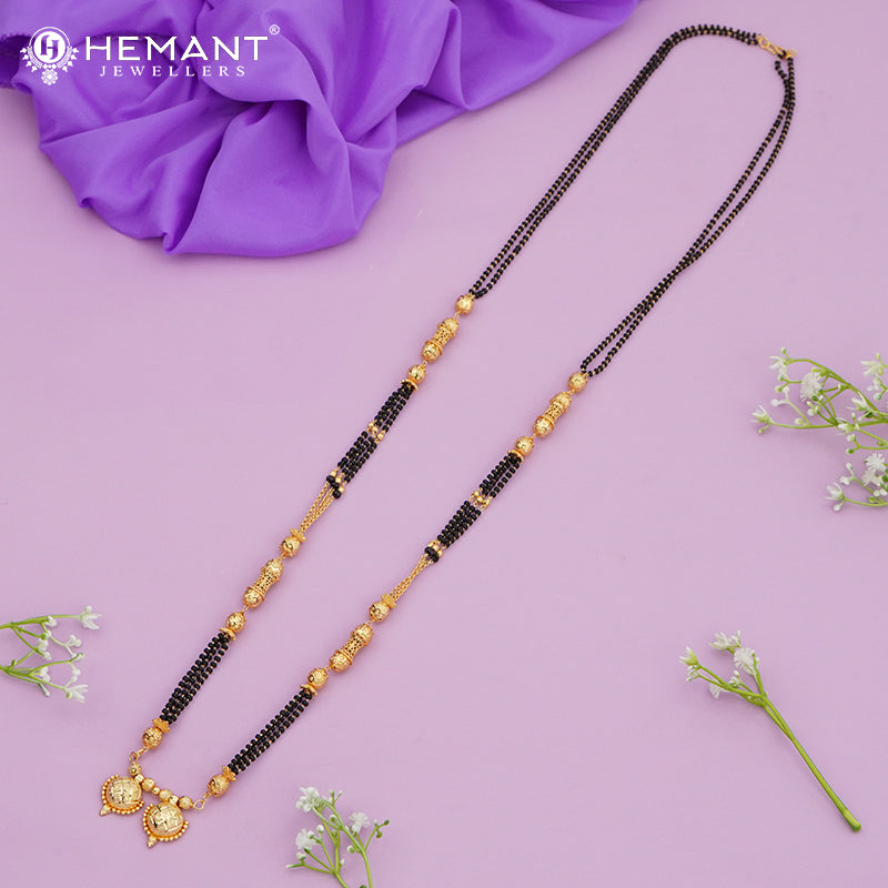 Maharashtrian Classic Black Beads Mangalsutra with Dual Vati Pendant 4795