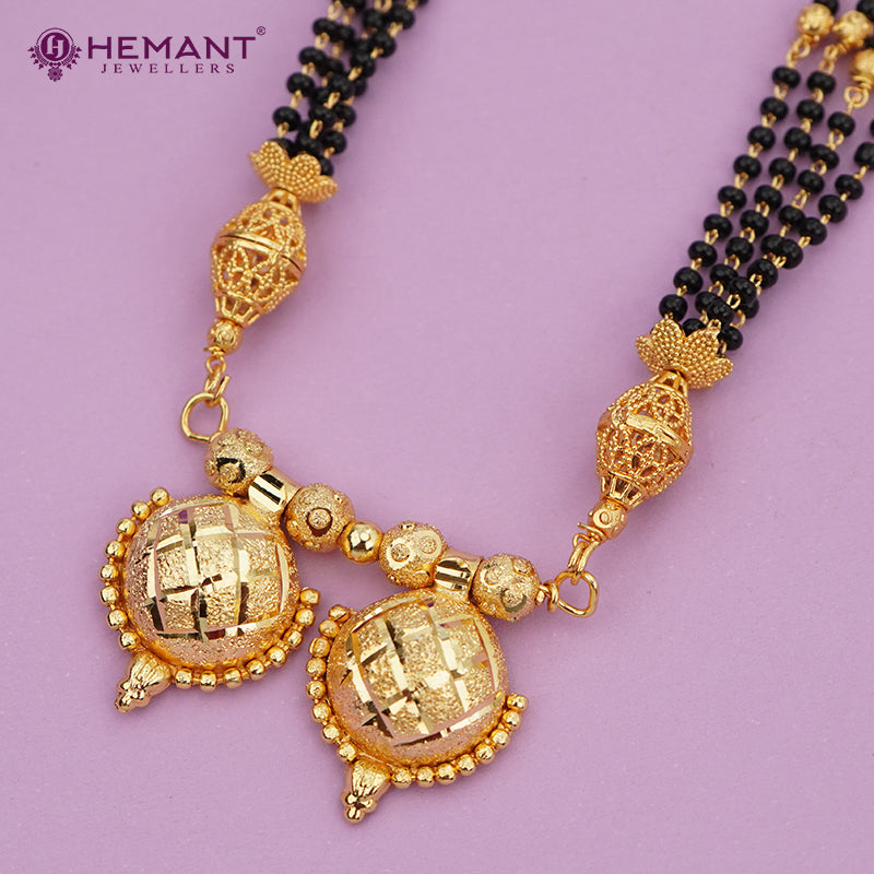 Maharashtrian Classic Black Beads Mangalsutra with Dual Vati Pendant 4796
