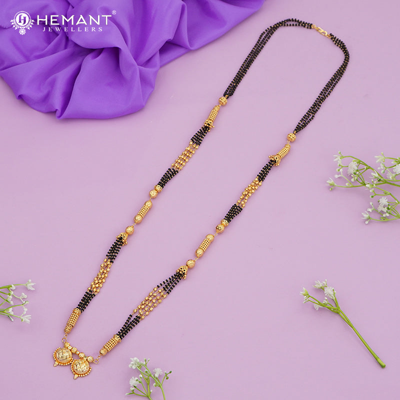 Maharashtrian Classic Black Beads Mangalsutra with Dual Vati Pendant 4797