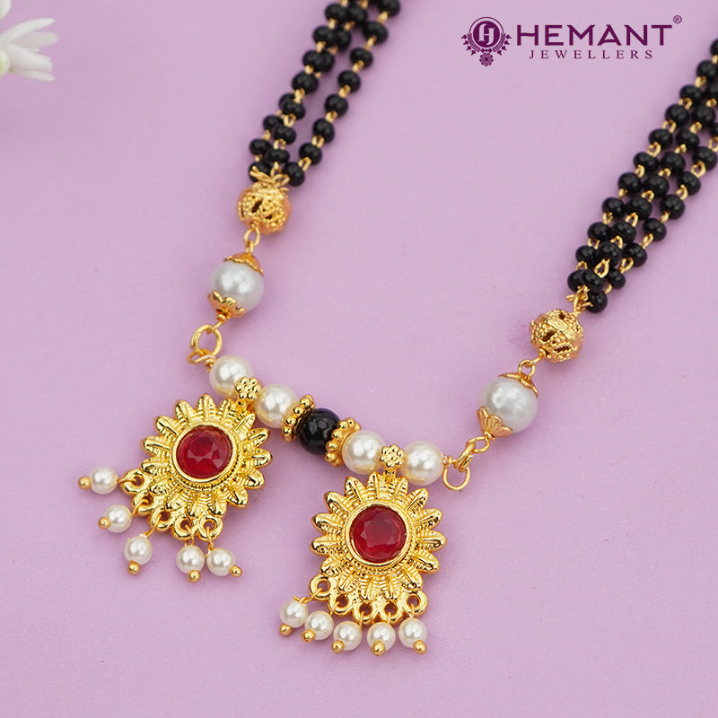 Maharashtrian Classic Black Beads 36" Mangalsutra wih Surya Vati 4801