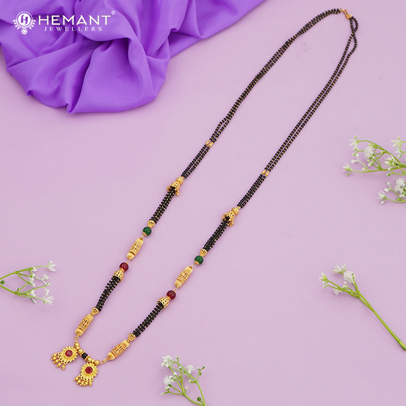 Maharashtrian Classic Black Beads 36" Mangalsutra wih Surya Vati 4802