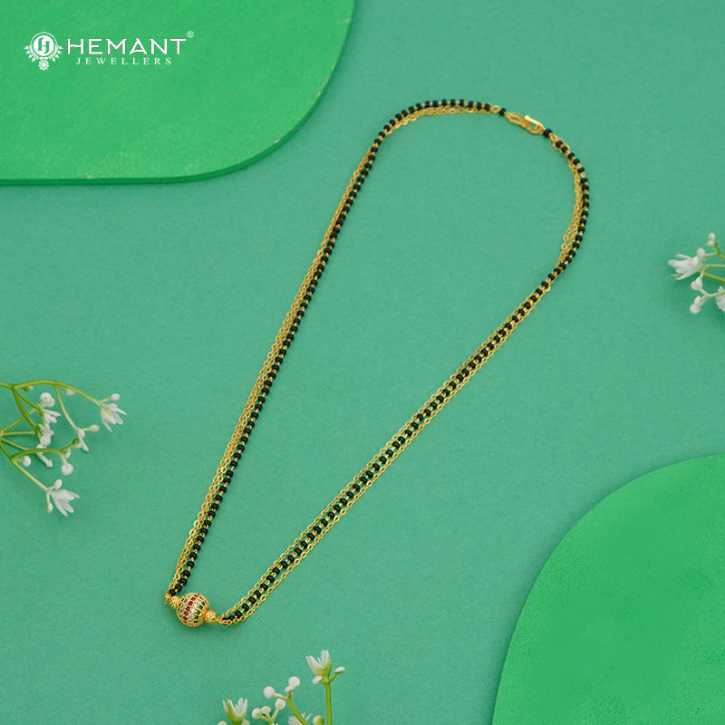 Elegant Mangalsutra with Dual Chain & Colorful Central Bead – 4813