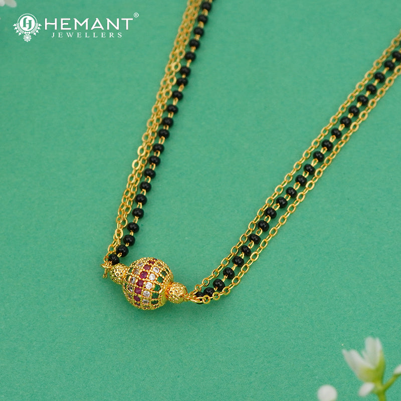 Elegant Mangalsutra with Dual Chain & Colorful Central Bead – 4813