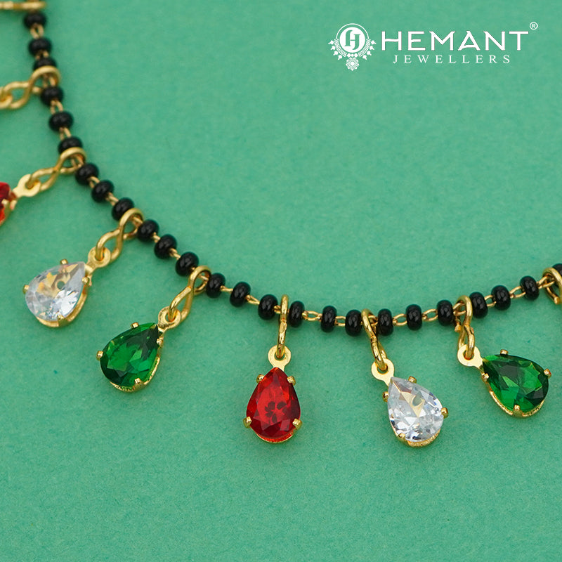 Colorful Stone Drop Mangalsutra with Black Beads – 4818