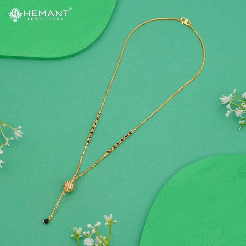 Stylish Single Line Mangalsutra with Stone-Studded Bead Pendant – 4819
