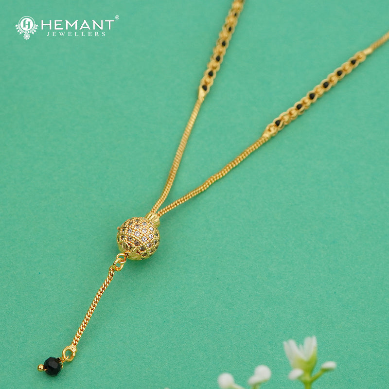 Stylish Single Line Mangalsutra with Stone-Studded Bead Pendant – 4819