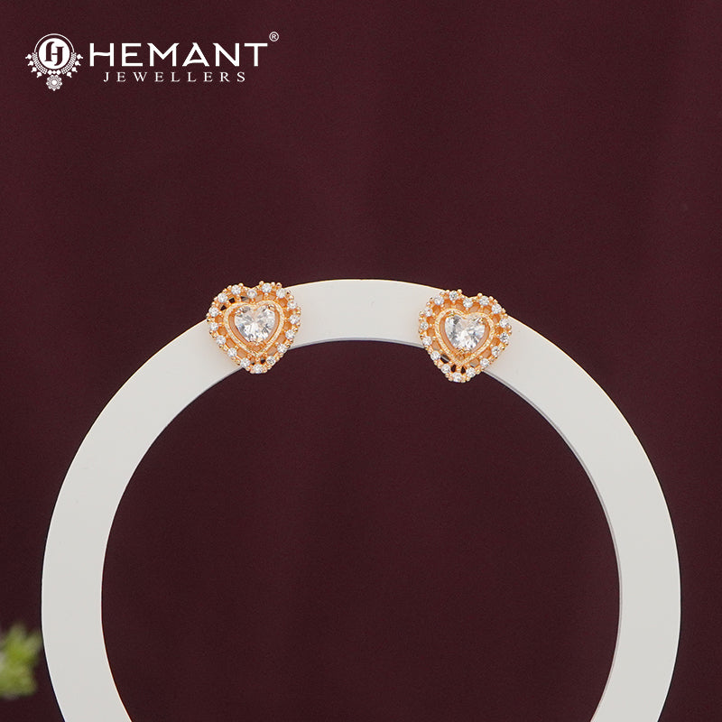Heart-Shaped Stone Stud Earrings – 4861