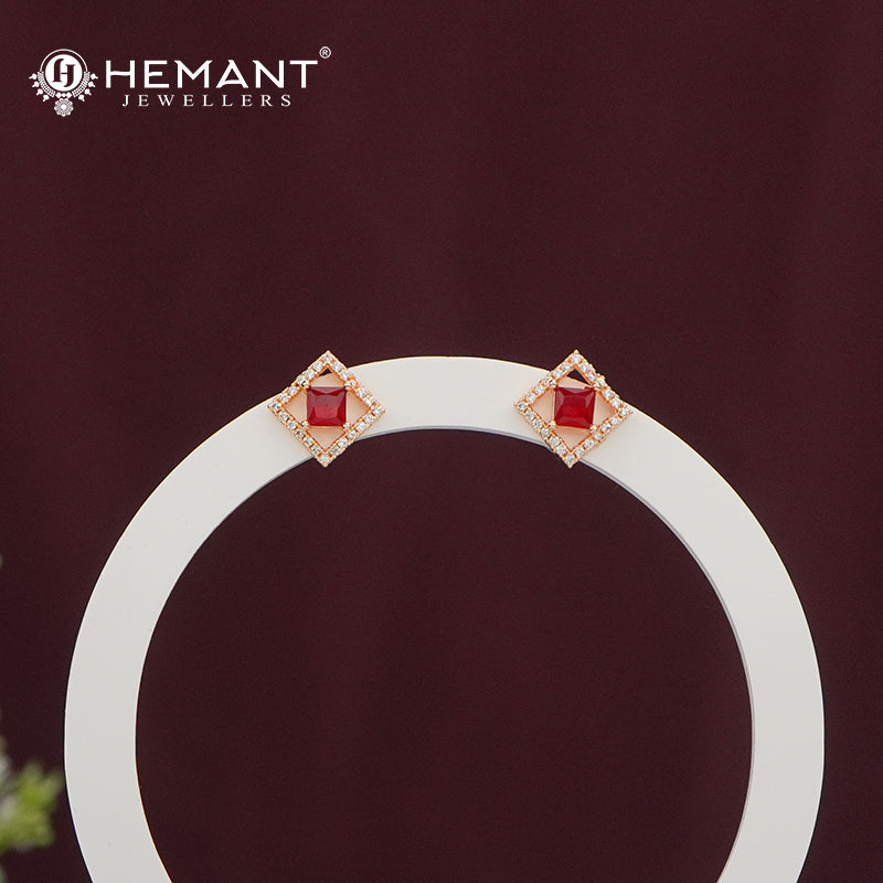 Square Stud Earrings with AD Stone – 4863