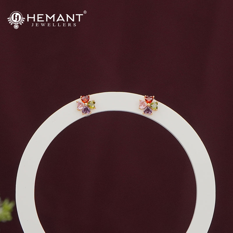 Multicolor Stone Floral Stud Earrings – 4864