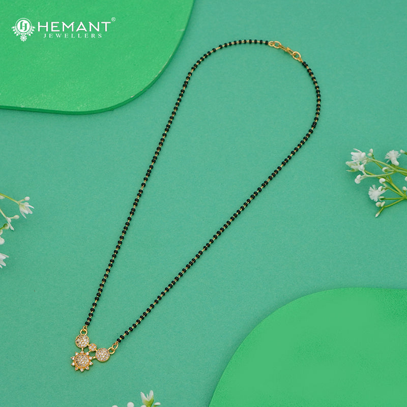 Elegant Stone-Studded Floral Round Pendant 18" Mangalsutra - 4887