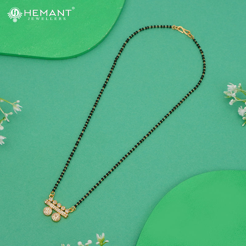 Elegant CZ-Studded Dual-Circle Pendant 18" Mangalsutra - 4892