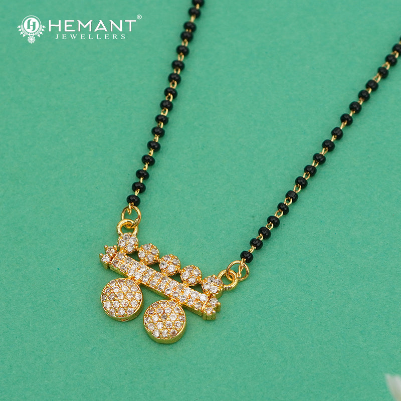 Elegant CZ-Studded Dual-Circle Pendant 18" Mangalsutra - 4892