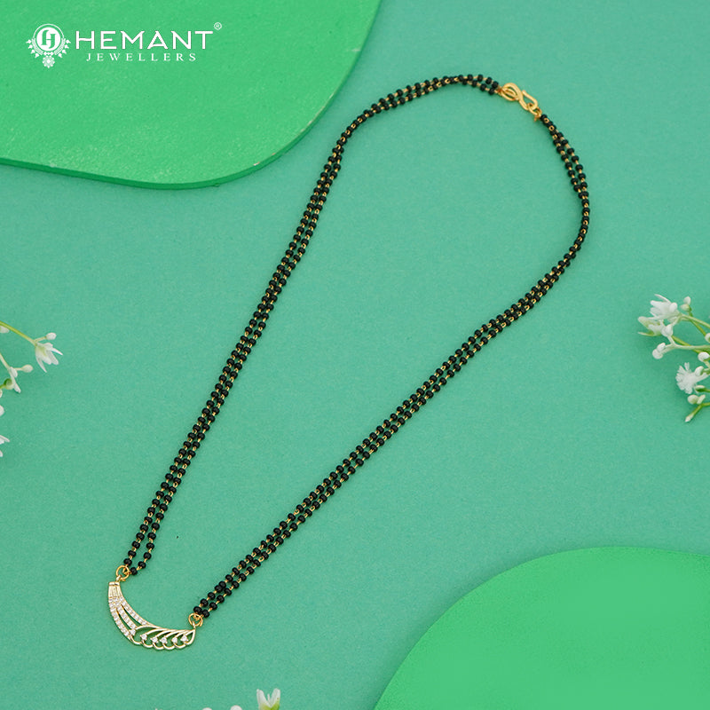 Double Line Black Bead 18" Mangalsutra with Designer Pendant - 4897