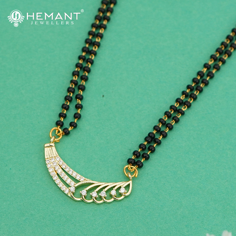 Double Line Black Bead 18" Mangalsutra with Designer Pendant - 4897