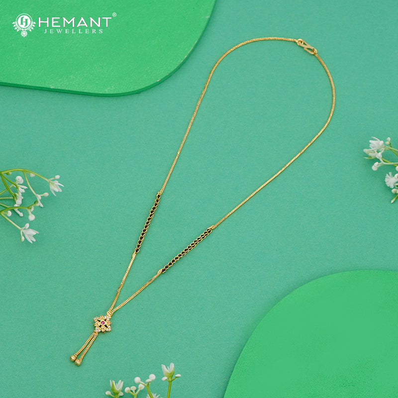 Delicate Floral Adjustable Gold-Plated 18" Mangalsutra - 4926