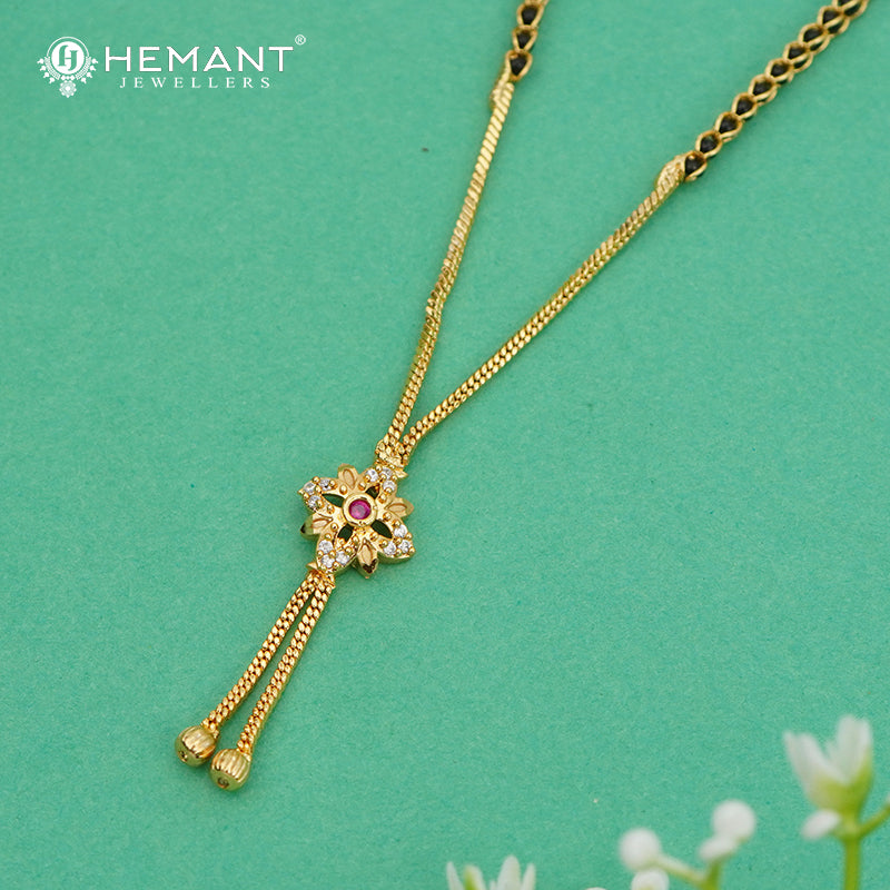 Delicate Floral Adjustable Gold-Plated 18" Mangalsutra - 4926