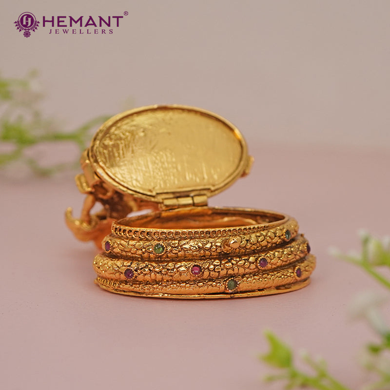 Antique Finish Decorative Kumkum / Sindoor Box - 5359