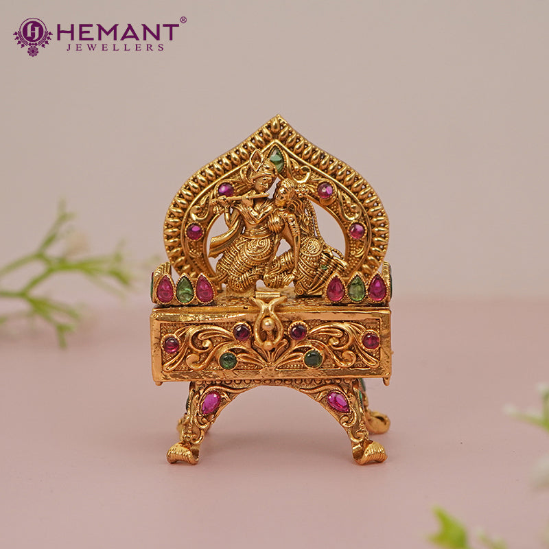 Antique Finish Decorative Kumkum / Sindoor Box - 5360