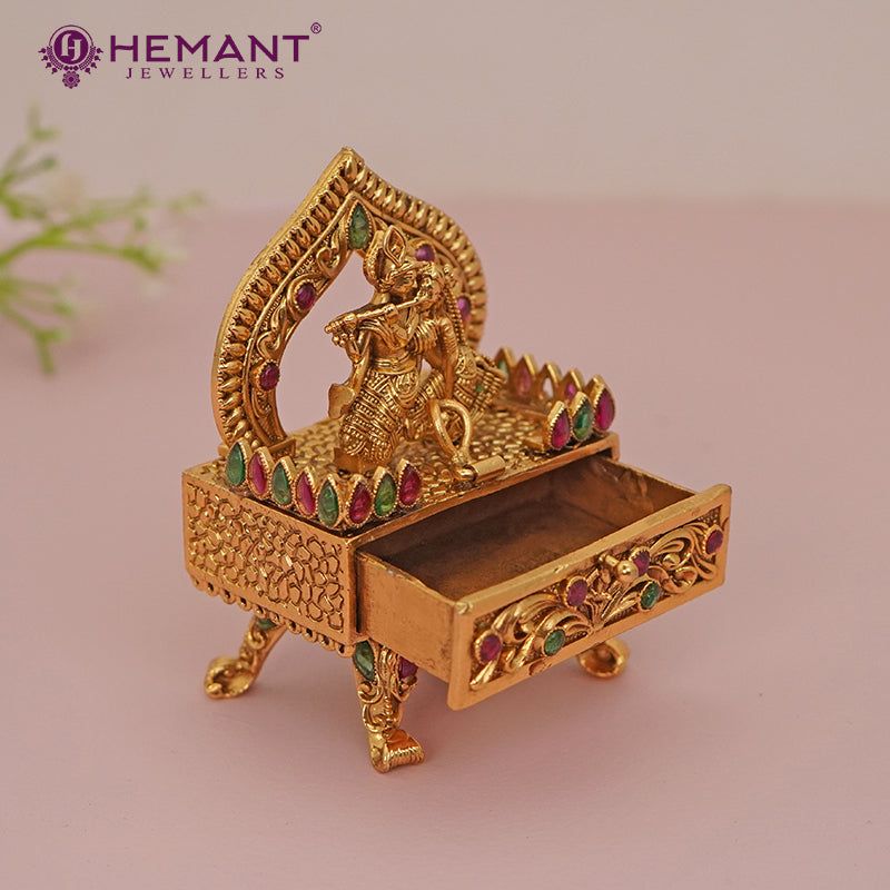 Antique Finish Decorative Kumkum / Sindoor Box - 5360
