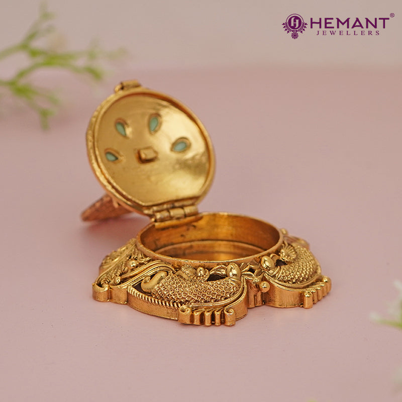 Antique Finish Decorative Kumkum / Sindoor Box - 5362