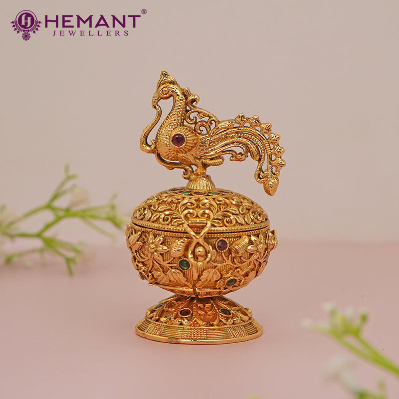 Antique Finish Decorative Kumkum / Sindoor Box - 5364