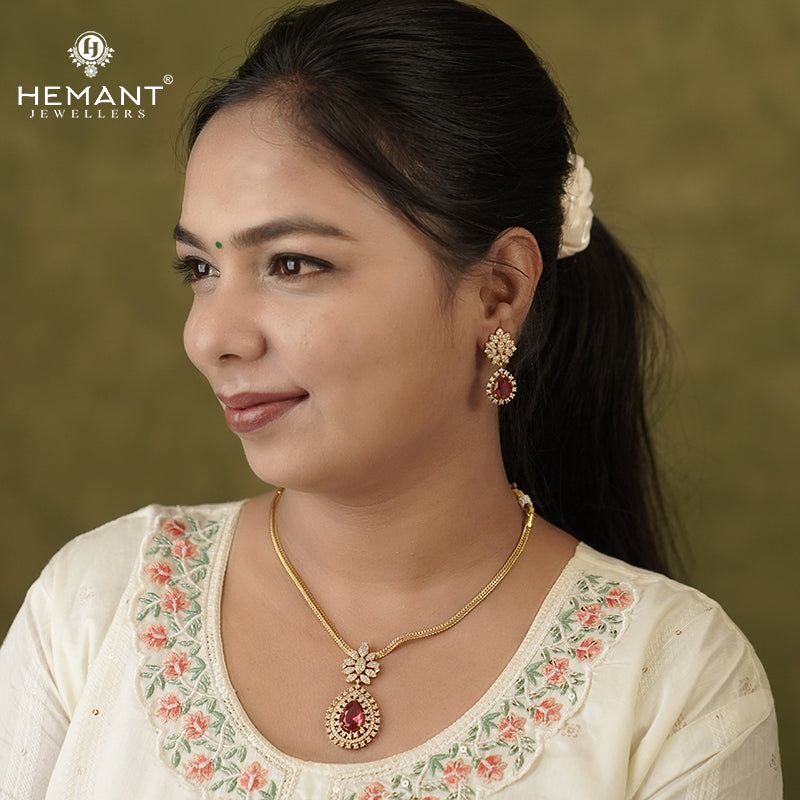 Antique Necklace Set with Earrings - 5413-14