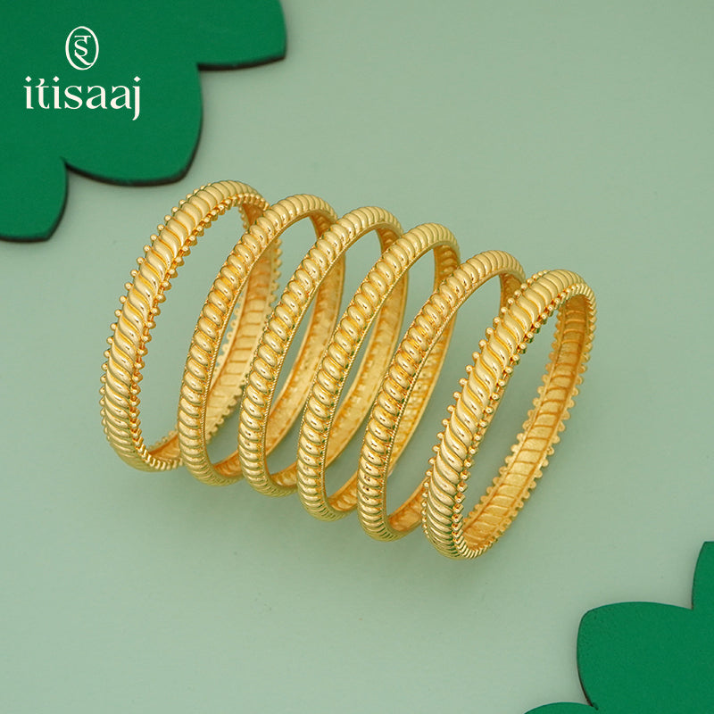 Traditional Maharashtrian Kolhapuri Micro Gold Plated Shinde Shahi Tode 6 pc. set (Bilwar Patli Set)