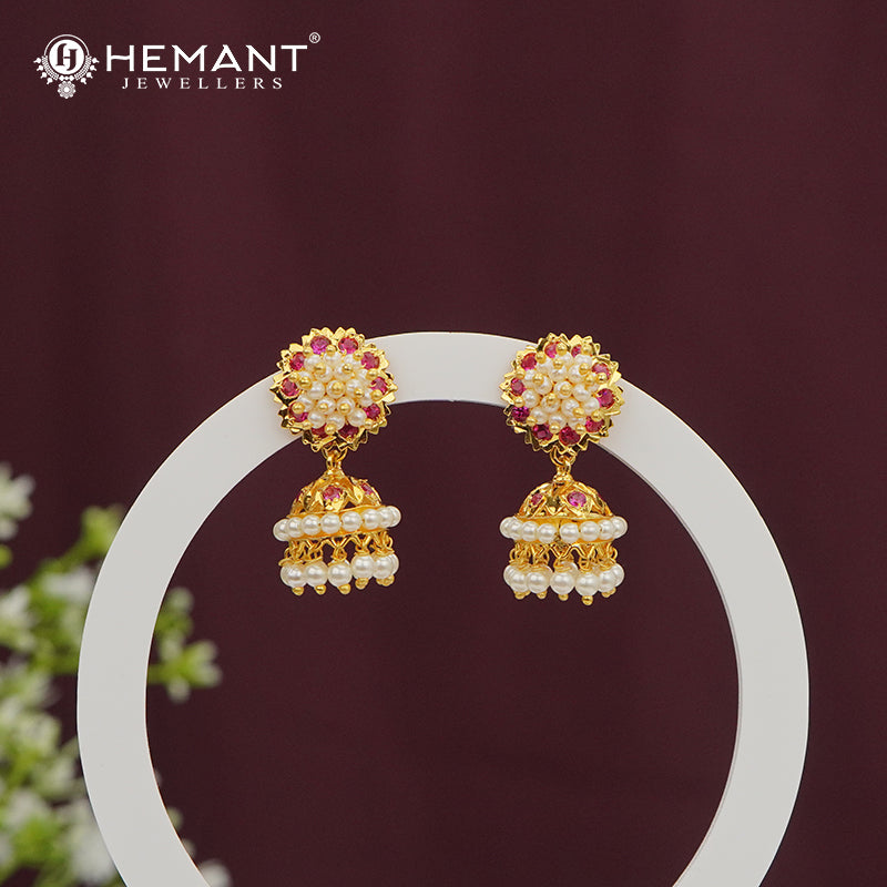 Traditional Maharashtrian Kolhapuri Pearl Tops/Earrings with Zumka - 718