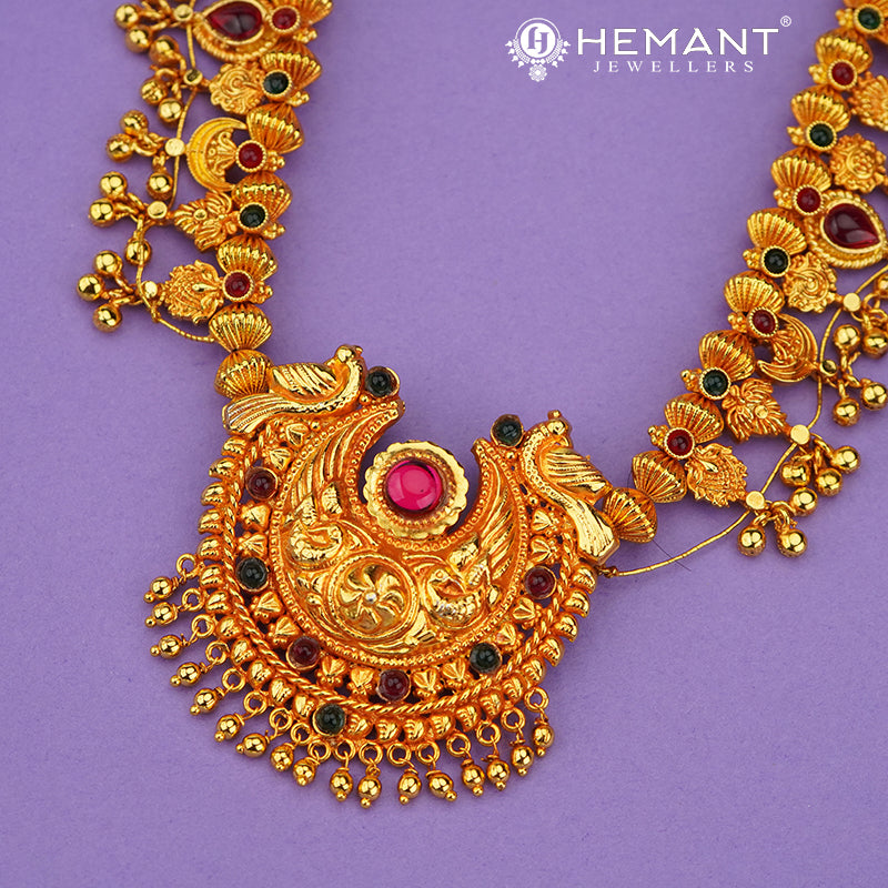 Traditional Maharashtrian Kolhapuri Antique Finish Saaj Geru 5 Panadi 29 Pan (with earrings)