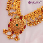 Antique Finish Saaj Jav Geru 5 Panadi 29 Pan Peacock Stone Pendant(with earrings)