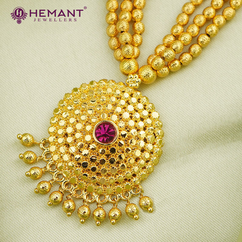 Chex Mani 3 Line Mala with Saj Ghat III Veni pendant (with earring)