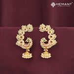 Exquisite Peacock Design Earcuff (Kan) with Pearl and Stone Detailing