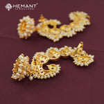 Exquisite Peacock Design Earcuff (Kan) with Pearl and Stone Detailing