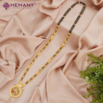 Forming Gold 32" Mangalsutra with Peacock Pendant with a tint of Meena Work
