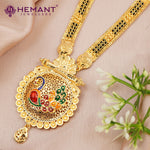 Forming Gold 32" Mangalsutra with Peacock Pendant with a tint of Meena Work
